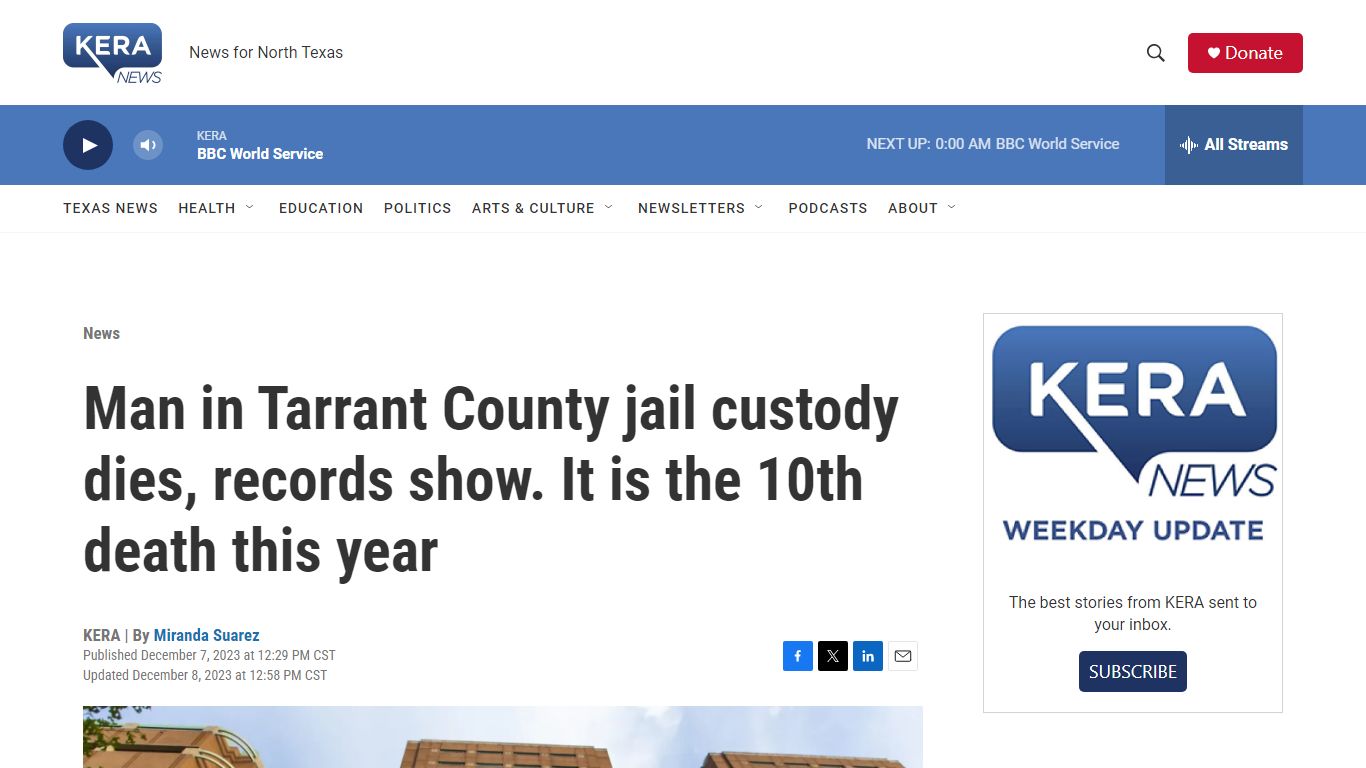 Man in Tarrant County jail custody dies, records show. It is the 10th ...